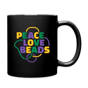 Mardi Gras Peace Love Beads - Full Colour Mug - black - Right