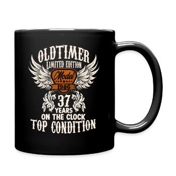 1986 year 37 years classic car birthday rocker - Tasse einfarbig - Schwarz - Rechts