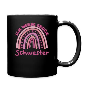 Große Schwester Regenbogen Süßes Geschwister 2024 - Tasse einfarbig - Schwarz - Rechts