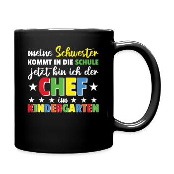 Meine Schwester kommt in die Schule jetzt bin ich - Tasse einfarbig - Schwarz - Rechts