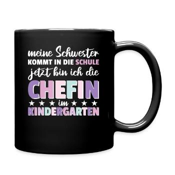 Meine Schwester kommt in die Schule jetzt bin ich - Tasse einfarbig - Schwarz - Rechts