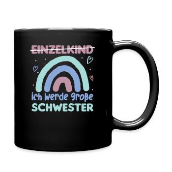Große Schwester Regenbogen Süßes Geschwister 2024 - Tasse einfarbig - Schwarz - Rechts