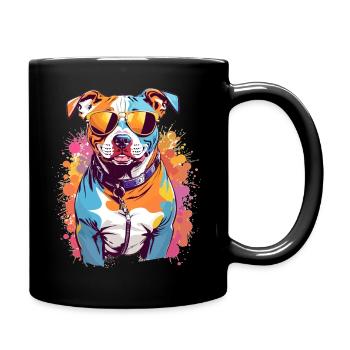 Hund bunt schön - Tasse einfarbig - Schwarz - Rechts