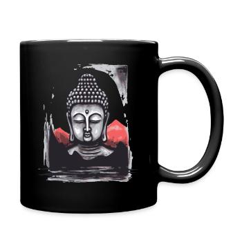 Japan Rote Sonne: Ein ruhender Buddha - Tasse einfarbig - Schwarz - Rechts