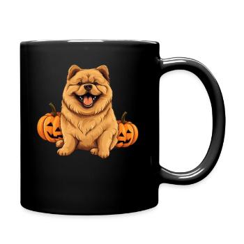 Chihuahua Dog Pumpkin Lazy Halloween Party Costume - Full Colour Mug - black - Right