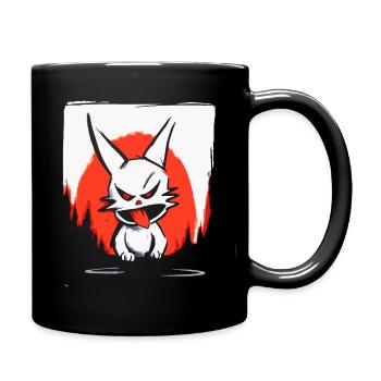 Japanese Red Sun and a Naughty Bunny - Full Colour Mug - black - Right