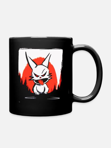 Japanese Red Sun and a Naughty Bunny - Full Colour Mug - black