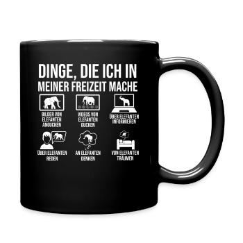 Elefant Elefanten - Tasse einfarbig - Schwarz - Rechts