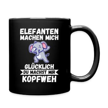 Elefant Elefanten - Tasse einfarbig - Schwarz - Rechts