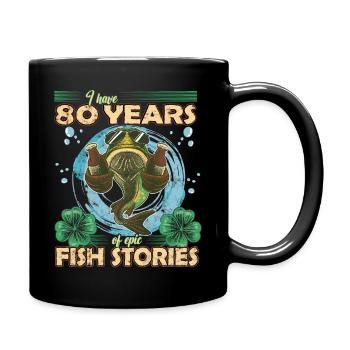 80 Year Old Birthday Fun Fishing & Fishing - Full Colour Mug - black - Right