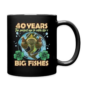 40 Year Old Birthday Funny Angler Fishing - Full Colour Mug - black - Right
