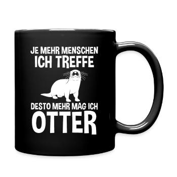 Seeotter Fischotter Otter - Tasse einfarbig - Schwarz - Rechts