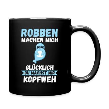 Seehund Seelöwe Robbe - Tasse einfarbig - Schwarz - Rechts