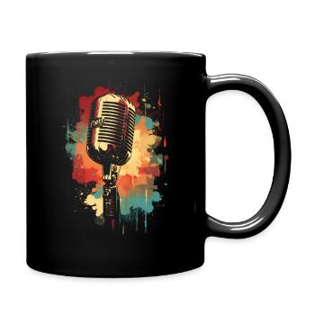 Mikrofon klassischer Farbspritzer - Tasse einfarbig - Schwarz - Rechts