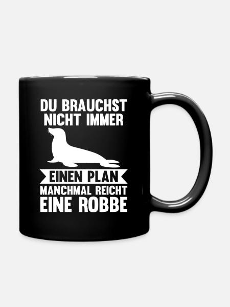 Seehund Seelöwe Robbe - Tasse einfarbig - Schwarz