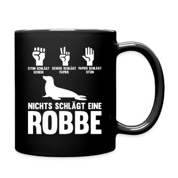 Seehund Seelöwe Robbe - Tasse einfarbig - Schwarz - Rechts