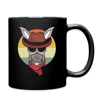 Esel mit Cowboyhut Bauer Landwirt - Tasse einfarbig - Schwarz - Rechts