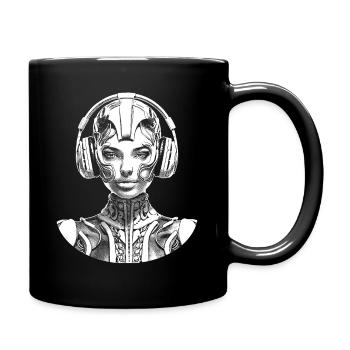 T-shirt hip-hop élégant: femme avec des écouteurs. - Mug uni - noir - Droite
