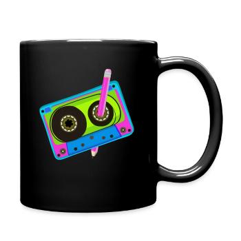 80er Jahre Kassette 1990er Bleistift Wickelkassette - Tasse einfarbig - Schwarz - Rechts