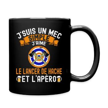 Mec Simple J'aime Lancer de Hache et Apéro Humour - Mug uni - noir - Droite