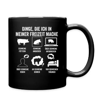 Ferkel Landwirt Bauer Bauernhof Schweine - Tasse einfarbig - Schwarz - Rechts