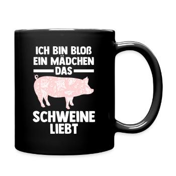 Ferkel Landwirt Bauer Bauernhof Schweine - Tasse einfarbig - Schwarz - Rechts