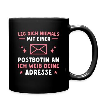 Post Humor Paketdienst Postbotin - Tasse einfarbig - Schwarz - Rechts