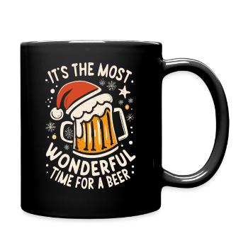 Nikolausmütze Weihnachtsmann- Bierliebhaber Spruch - Tasse einfarbig - Schwarz - Rechts