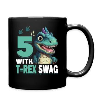 5th Year Roar Celebrate 5 With T-Rex Swag Dinosaur - Tasse einfarbig - Schwarz - Rechts