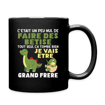 Futur Grand Frère Dinosaure Grand Frère Cadeau - Mug uni - noir - Droite