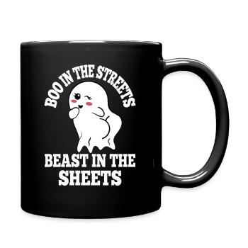 Boo Dans Les Rues Bête Dans Les Draps Ludique - Mug uni - noir - Droite