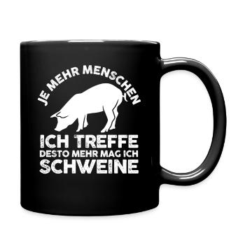 Ferkel Landwirt Bauer Bauernhof Schweine - Tasse einfarbig - Schwarz - Rechts