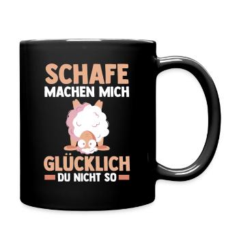 Landwirt Schäfer Bauernhof Schafe - Tasse einfarbig - Schwarz - Rechts