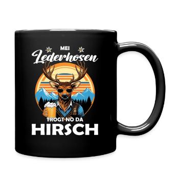 Mei Lederhosn trogt no da Hirsch Trachten - Tasse einfarbig - Schwarz - Rechts