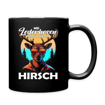 Mei Lederhosn trogt no da Hirsch Trachten - Tasse einfarbig - Schwarz - Rechts