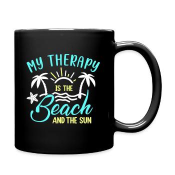 My therapy is the beach and the sun - Full Colour Mug - black - Right