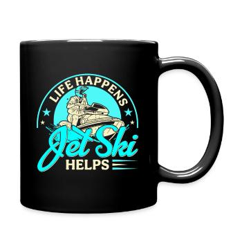 Das Leben Passiert Aber Jet Ski Hilft - Tasse einfarbig - Schwarz - Rechts