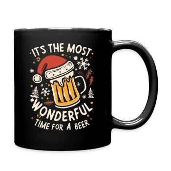Nikolausmütze Weihnachtsmann- Bierliebhaber Spruch - Tasse einfarbig - Schwarz - Rechts