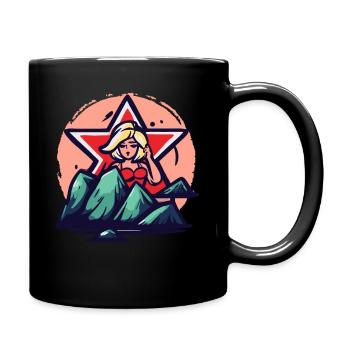 Cartoon Beach Babe, die Strandschönheit - Tasse einfarbig - Schwarz - Rechts