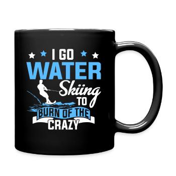 Je fais du ski nautique pour brûler les fous - Mug uni - noir - Droite