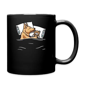 Perro Pastor Vasco Hund Mit Kuscheltier Schlafen - Tasse einfarbig - Schwarz - Rechts