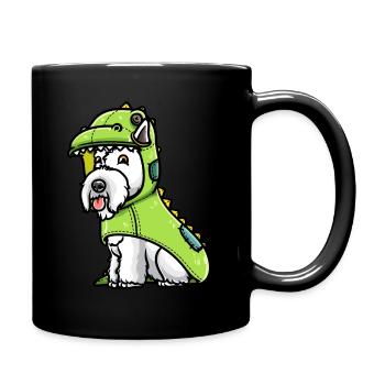 Scottish Terrier Dog in Dinosaur Costume - Full Colour Mug - black - Right