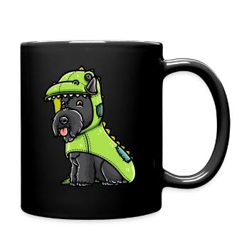Scottish Terrier Dog in Dinosaur Costume - Full Colour Mug - black - Right