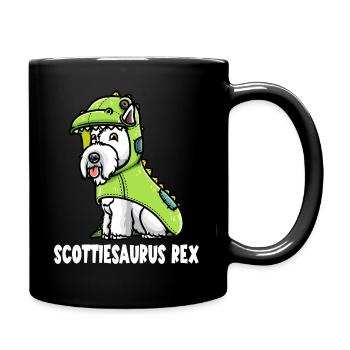 Scottish Terrier Dog in Dinosaur Costume - Full Colour Mug - black - Right