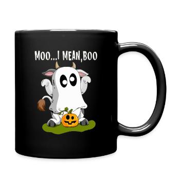 Une vache déguisée en fantôme célèbre Happy Halloween - Mug uni - noir - Droite