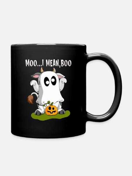 Kuh verkleidet als Gespenst feiert Happy Halloween - Tasse einfarbig - Schwarz
