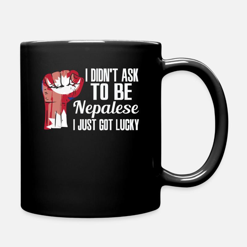 Nepalese Pride Nepal Flag Grown Nepalese Roots - Full Colour Mug - black