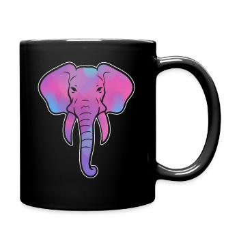 Bunter Elefant Elefantenhüter - Tasse einfarbig - Schwarz - Rechts