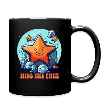 Versteck den Schmerz, kleine Seestern Seeigel - Tasse einfarbig - Schwarz - Rechts