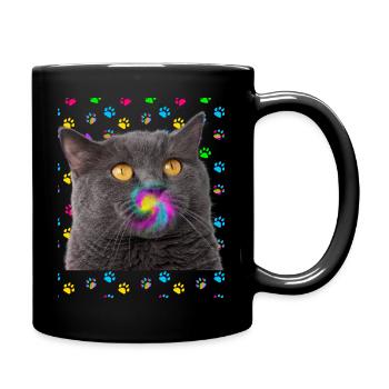 Chat Pop Culture Orange Multicolore - Mug uni - noir - Droite